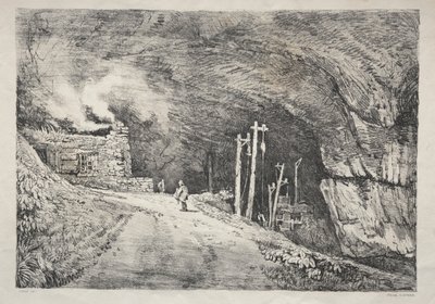 イングランド北部の一連の古代の建物と田舎のコテージ: ピーク洞窟 作： Samuel Prout