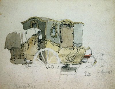 An Ornamental Coach（ペン＆インク、水彩、紙） 作： Samuel Prout