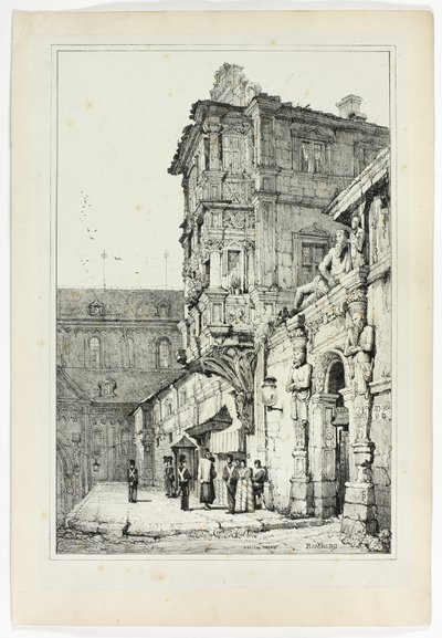 バンベルクのアンシャン・パレ、フランドルとドイツで描かれたスケッチのファクシミリより 作： Samuel Prout
