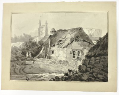 コテージと尖塔 作： Samuel Prout
