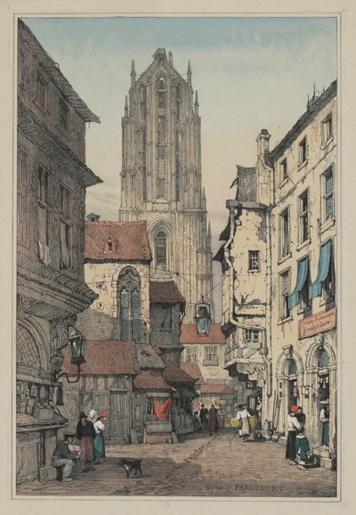 フランダースとドイツで作られたスケッチのファシシミリ：ドーム、フランフォート、c。 1833年。 作： Samuel Prout