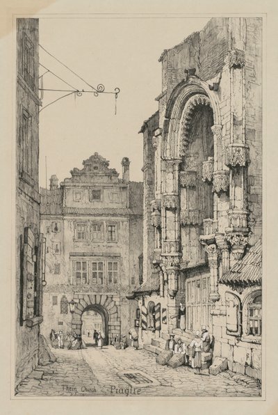 フランダースとドイツで作られたスケッチのファシシミリ：テイン教会、プラハ、1833年。 作： Samuel Prout