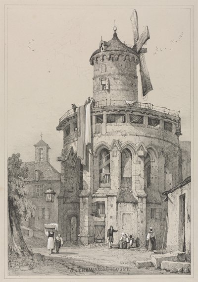 フランダースとドイツで作られたスケッチのファクシミリ：壁に、ケルン、1833。 作： Samuel Prout