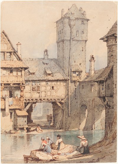 ニュルンベルク、ヴァッサートゥルム前のコインランドリー 作： Samuel Prout