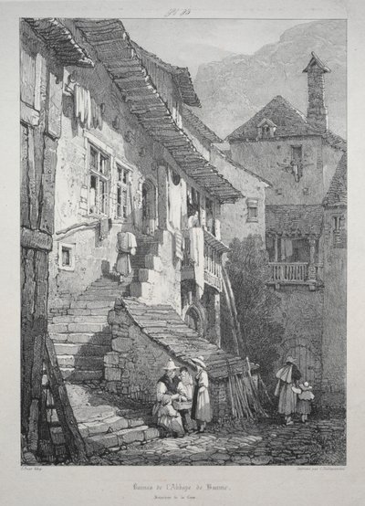 ボーム修道院の遺跡。 裁判所の内部 作： Samuel Prout