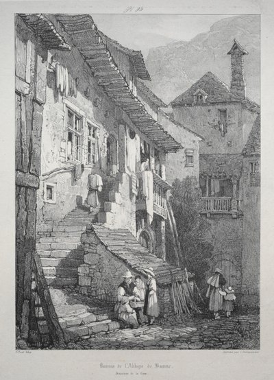ボーム修道院の遺跡。裁判所の内部。 作： Samuel Prout