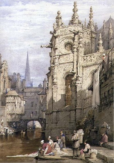 洗濯婦のいる風景」（水彩・ガッシュ・紙 作： Samuel Prout