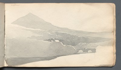 スケッチブック「橋のある山岳風景」 作： Samuel Prout