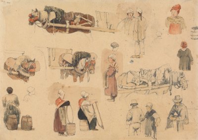 Esboços de camponeses e cavalos de trabalho 作： Samuel Prout