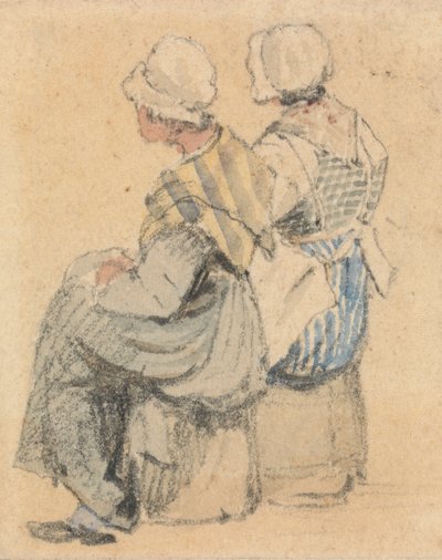 2 人の農民の少女、着席 作： Samuel Prout