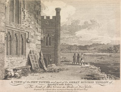 A View of the New Tower e parte da Great Kitchin Window of Arundel Castle, Sussex (publicado por J. Sewell); página 13 (Volume Um) 作： Samuel Rawle