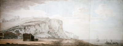 ドーバー城と海岸からの断崖 （鉛筆、ペン＆インク、水彩、紙） 作： Samuel Scott