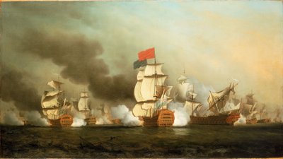 フィニステール岬沖でのアンソン卿の勝利（1747年5月3日 作： Samuel Scott