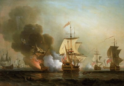 1708年5月28日、カルタヘナ（スペイン）沖での海戦 作： Samuel Scott