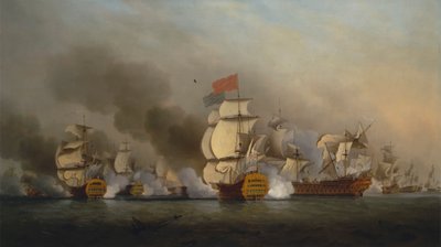 サー・ジョージ・アンソン中将のフィニステレ岬沖での勝利 作： Samuel Scott
