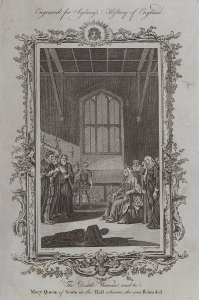 死刑執行令状は、彼女が首をかしげられたホールでスコットランドのメアリー女王に読みました 作： Samuel Wale