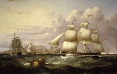 1834年にリバプール（イギリス）で建造された東インド会社の貿易船「ユーフラテ」、 作： Samuel Walters