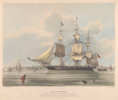 ジャクソン・ゴードン社が1838年にリバプールで建造した鉄船「アイアンサイド」（1838年頃、リトグラフ、彩色済み） 作： Samuel Walters