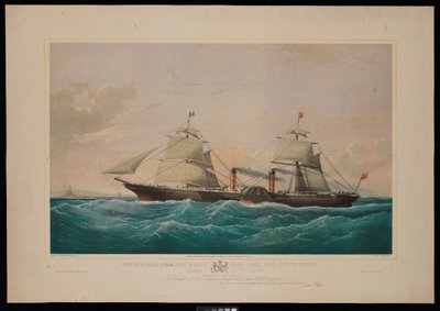 ロイヤルメール蒸気船ペルシャ号...C・H・E・ジョドキンス船長 (Inward Bound, off the Skerries) 英国および北米のロイヤル・メール蒸気船会社に、この版画を謹んで捧げる (リトグラフ、彩色) 作： Samuel Walters