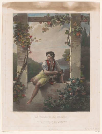 ぶどうでいっぱいの帽子をかぶった少年 Le Voleur de Raisin (オブジェクトのタイトル) 作： Samuel William Reynolds (I)
