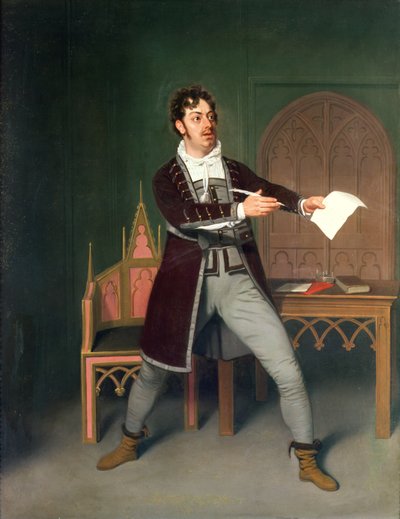 チャールズファーリー（1771〜1859年）、1802年のコヴェントガーデンシアターでのトーマスホルクロフトの「謎の物語」のフランシスコ 作： Samuel de Wilde