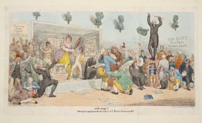 The Satirist、パブからのプレート。 1月1日、1808年（手彩色の彫刻） 作： Samuel de Wilde