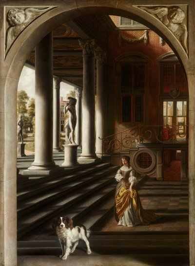 手紙を読む女性の透視図c。 1670 作： Samuel van Hoogstraten