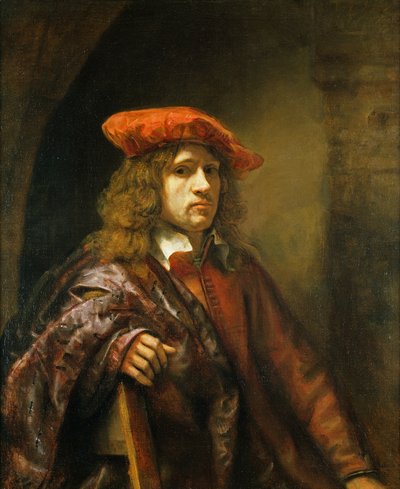 赤い帽子の若い男の肖像 作： Samuel van Hoogstraten