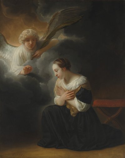 処女の死の受胎告知、ca。 1670。 作： Samuel van Hoogstraten