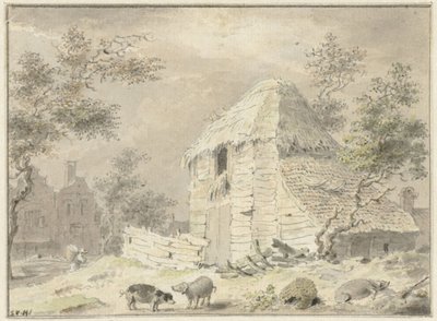 豚がいる農場の納屋 作： Samuel van Huls (possibly)