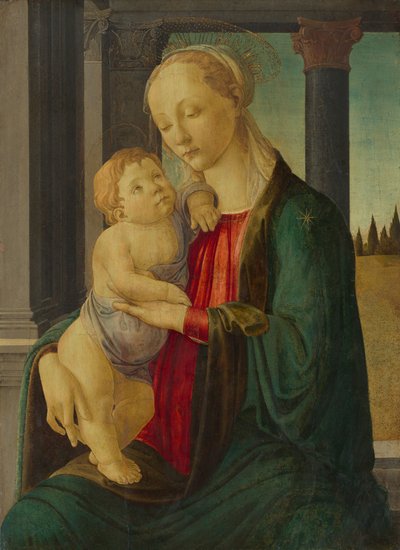 マドンナと子供、1467年頃（パネルのテンペラ） 作： Sandro Botticelli