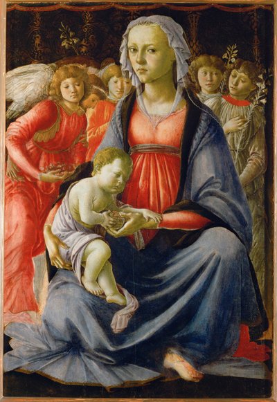 幼子と5人の天使を持つ聖母油彩 MI 478 ... 作： Sandro (1444/5-1510) Botticelli
