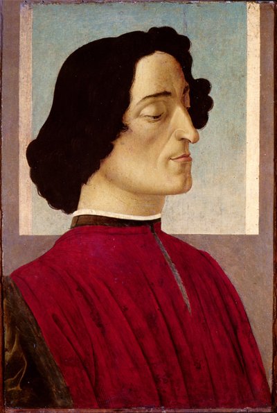 ジュリアーノ・デ・メディチの肖像、1480年頃（パネルのテンペラ） 作： Sandro Botticelli
