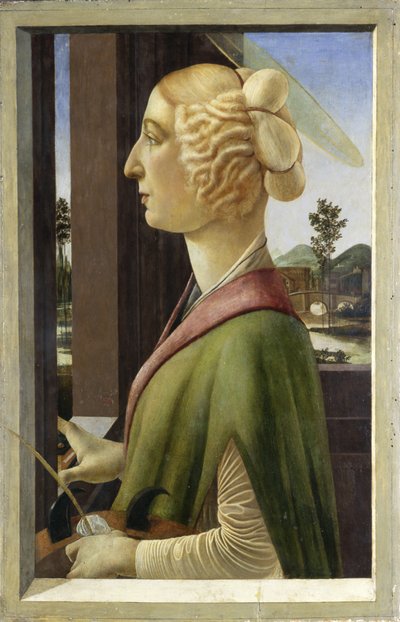 聖カテリーナの属性を持つ若い女性の肖像 作： Sandro Botticelli