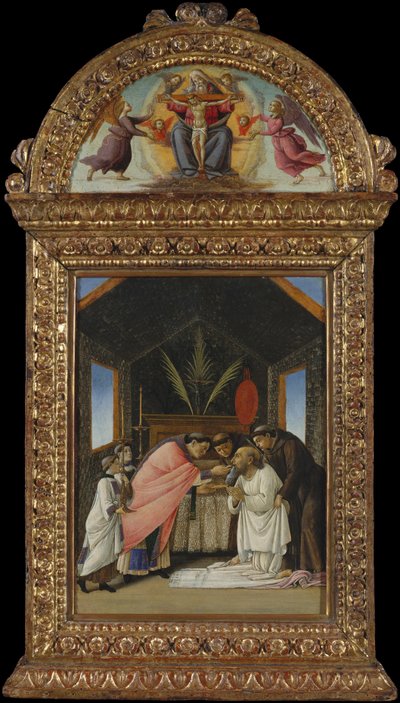 聖ジェロームの最後の聖体拝領」1490年頃（木にテンペラと金彩 作： Sandro Botticelli
