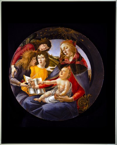 三人の天使と聖母子、マニフィカトの聖母とも呼ばれる（パネル） 作： Sandro (1444/5 1510) Botticelli