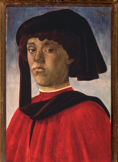 ベレー帽をかぶった青年の肖像」（絵画、1470年頃 作： Sandro Botticelli