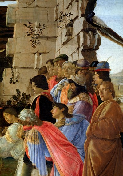 マギの崇拝、右の自画像の細部（木にテンペラ 作： Sandro Botticelli