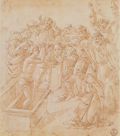 ラザロの蘇生」（ペンとインク、ガッシュ 作： Sandro Botticelli