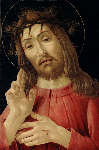 復活したキリスト」1480年頃（木板に絵具 作： Sandro Botticelli