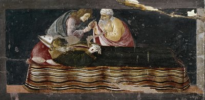 聖イグナチオの心臓の抽出。聖バルナバ祭壇画の詳細（木にテンペラ 作： Sandro Botticelli