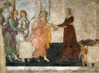 少女にプレゼントを贈るヴィーナスと三美神 作： Sandro Botticelli