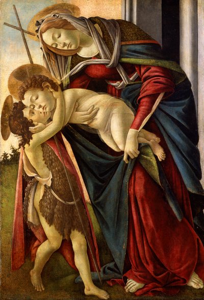 聖ヨハネの乳児を抱く聖母子」1490年頃（テンペラ 作： Lancelot Volders