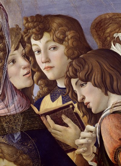 44340のマドンナデッラポメグラナの詳細からの天使 作： Sandro Botticelli