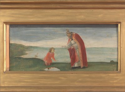 セントオーガスティンと海のビーチで少年 作： Sandro Botticelli