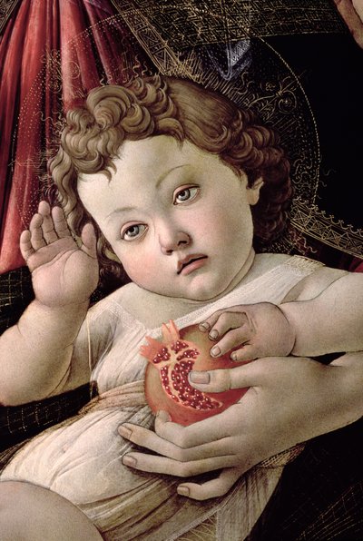 パネルにザクロのテンペラの聖母のキリストの子の詳細は44340を参照 作： Sandro Botticelli