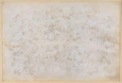 『神曲』、地獄篇第33歌。地獄の第9圏（コキュートス）、第3の帯：ウゴリーノ伯爵の懺悔；友人を裏切った者たちへの罰――プトレマイアの氷の中 作： Sandro Botticelli