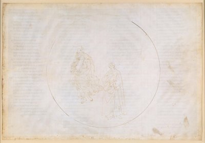 『神曲』、パラディソ第16歌。第五の天球（火星の天）：カッチャグイダがフィレンツェの道徳的衰退を嘆く 作： Sandro Botticelli