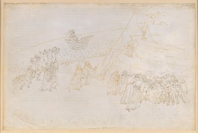 『神曲』、煉獄篇第3歌「前煉獄」（インゼルリング）：破門されたまま亡くなった者たちの贖罪；マンフレート・フォン・ホーエンシュタウフェンとの対話 作： Sandro Botticelli