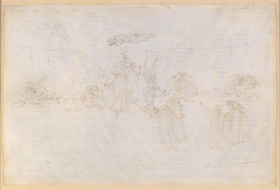 『神曲』、煉獄篇第15歌。煉獄の第3の輪への昇り：階段の前に立つ天使；ダンテの「柔和」に関する幻視 作： Sandro Botticelli